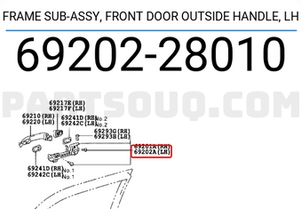 Toyota 6920228010 FRAME SUB-ASSY, FRONT DOOR OUTSIDE HANDLE, LH