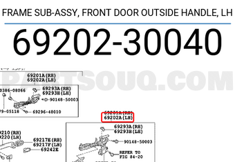 Toyota 6920230040 FRAME SUB-ASSY, FRONT DOOR OUTSIDE HANDLE, LH