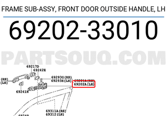 FRAME SUB-ASSY, FRONT DOOR OUTSIDE HANDLE, LH 6920206010 | Toyota 
