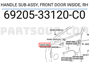 Toyota 6920533120C0 HANDLE SUB-ASSY, FRONT DOOR INSIDE, RH