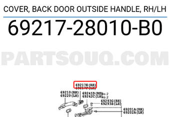 Toyota 6921728010B0 COVER, BACK DOOR OUTSIDE HANDLE, RH/LH