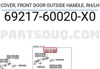 Toyota 6921760020X0 COVER, FRONT DOOR OUTSIDE HANDLE, RH/LH