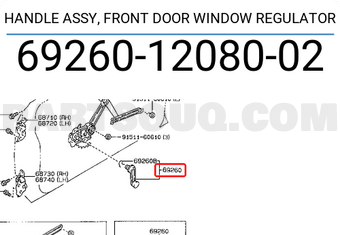 Genuine Toyota 69260-03010-J0 Window Regulator Handle Assembly 