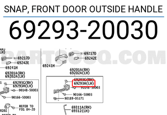 Toyota 6929320030 SNAP, FRONT DOOR OUTSIDE HANDLE