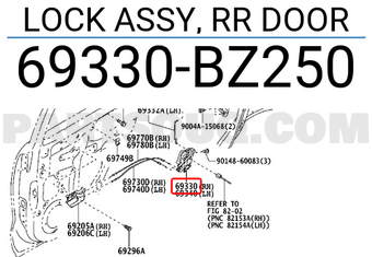 Toyota 69330BZ250 LOCK ASSY, RR DOOR