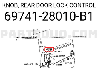 Toyota 6974128010B1 KNOB, REAR DOOR LOCK CONTROL