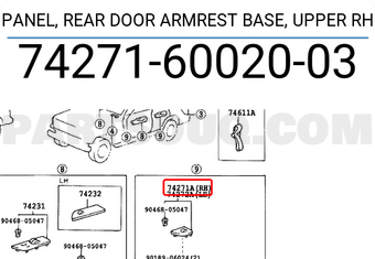 TOYOTA Genuine 74271-AC010-E3 Door Armrest Base Panel 