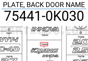 PLATE BACK DOOR NAM 754410K200 | Toyota Parts