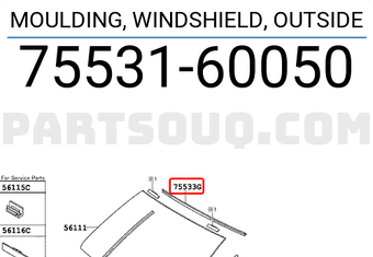 Toyota 7553160050 MOULDING, WINDSHIELD, OUTSIDE