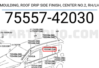 75557-42031 Moulding Genuine Toyota Parts Roof Drip 