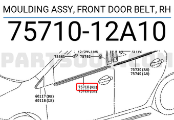 thumbnail image 2 of Genuine OEM Toyota Prius 2010-2015 Right Passenger Front Door Belt Moulding 75710-47021 2 of 6