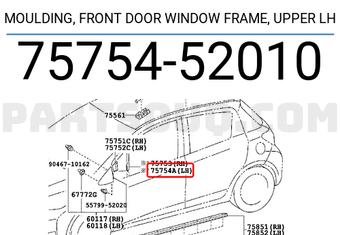 TOYOTA Genuine 75765-0C010 Window Frame Molding 並行輸入品-