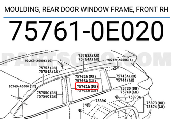 MOULDING RR DOOR 757610E021 | Toyota Parts | PartSouq