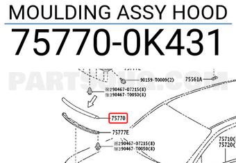Toyota 757700K431 MOULDING ASSY HOOD