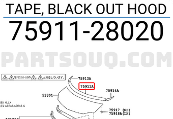 Toyota 7591128020 TAPE, BLACK OUT HOOD