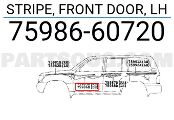 Toyota 7598660720 STRIPE, FRONT DOOR, LH