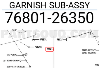 Toyota 7680126350 GARNISH SUB-ASSY