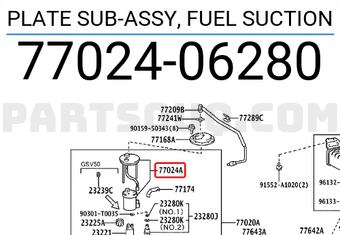 Toyota 7702406280 PLATE SUB-ASSY, FUEL SUCTION