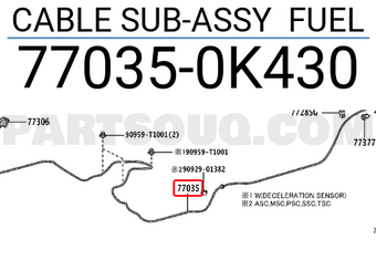 Toyota 770350K430 CABLE SUB-ASSY FUEL