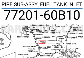 Toyota 7720160B10 PIPE SUB-ASSY, FUEL TANK INLET