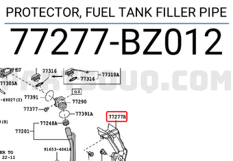 Toyota 77277BZ012 PROTECTOR, FUEL TANK FILLER PIPE