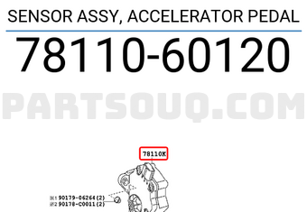 Toyota 7811060120 SENSOR ASSY, ACCELERATOR PEDAL