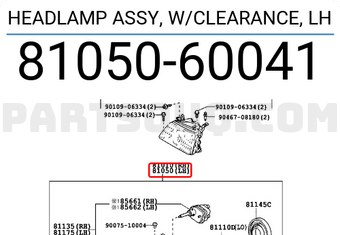 Toyota 8105060041 HEADLAMP ASSY, W/CLEARANCE, LH