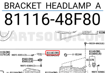 Toyota 8111648F80 BRACKET HEADLAMP A