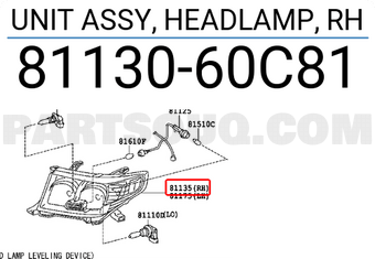 Toyota 8113060C81 UNIT ASSY, HEADLAMP, RH