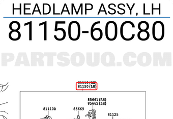 Toyota 8115060C80 HEADLAMP ASSY, LH