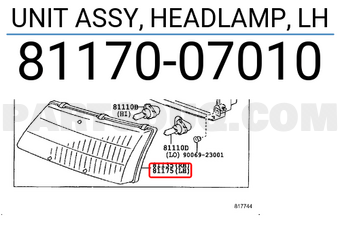 Toyota 8117007010 UNIT ASSY, HEADLAMP, LH
