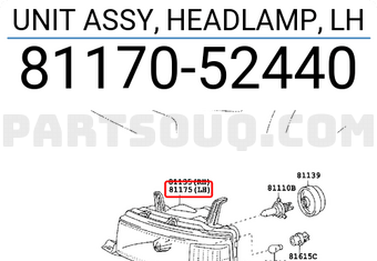 Toyota 8117052440 UNIT ASSY, HEADLAMP, LH