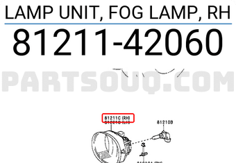 Toyota 8121142060 LAMP UNIT, FOG LAMP, RH