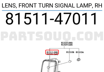Toyota 8151147011 LENS, FRONT TURN SIGNAL LAMP, RH