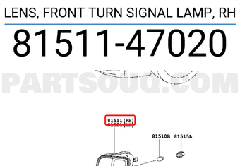 Toyota 8151147020 LENS, FRONT TURN SIGNAL LAMP, RH