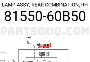 Toyota 8155060B50 LAMP ASSY, REAR COMBINATION, RH