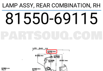 Toyota 8155069115 LAMP ASSY, REAR COMBINATION, RH