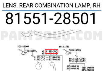 Toyota 8155128501 LENS, REAR COMBINATION LAMP, RH