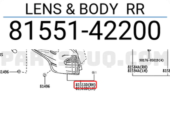 Toyota 8155142200 LENS & BODY RR