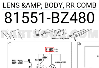 Toyota 81551BZ480 LENS &amp; BODY, RR COMB