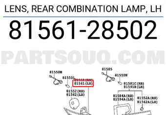 Toyota 8156128502 LENS, REAR COMBINATION LAMP, LH