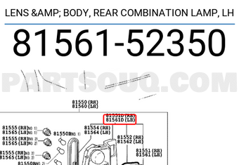 Toyota 8156152350 LENS & BODY, REAR COMBINATION LAMP, LH