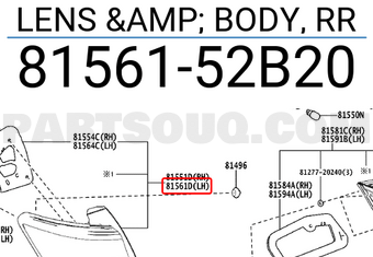 Toyota 8156152B20 LENS & BODY, RR