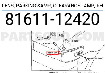 Toyota 8161112420 LENS, PARKING & CLEARANCE LAMP, RH