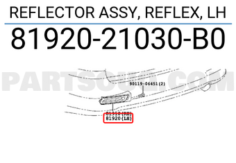 Toyota 8192021030B0 REFLECTOR ASSY, REFLEX, LH