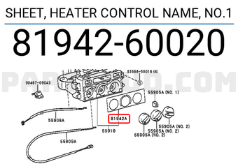 Toyota 8194260020 SHEET, HEATER CONTROL NAME, NO.1