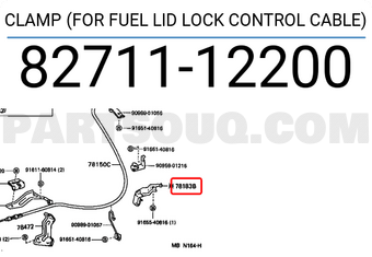 Toyota 8271112200 CLAMP (FOR FUEL LID LOCK CONTROL CABLE)