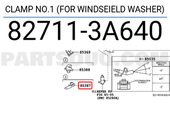 Toyota 827113A640 CLAMP NO.1 (FOR WINDSEIELD WASHER)