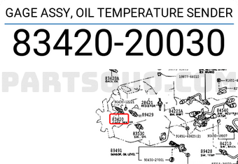 Toyota 8342020030 GAGE ASSY, OIL TEMPERATURE SENDER