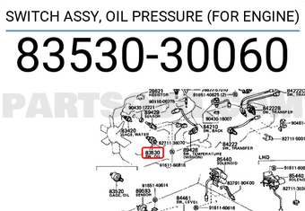 Toyota 8353030060 SWITCH ASSY, OIL PRESSURE (FOR ENGINE)